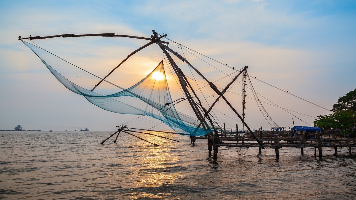 อวนจับปลาในหมู่บ้าน Kumbalangi อวนจับปลาในหมู่บ้าน Kumbalangi