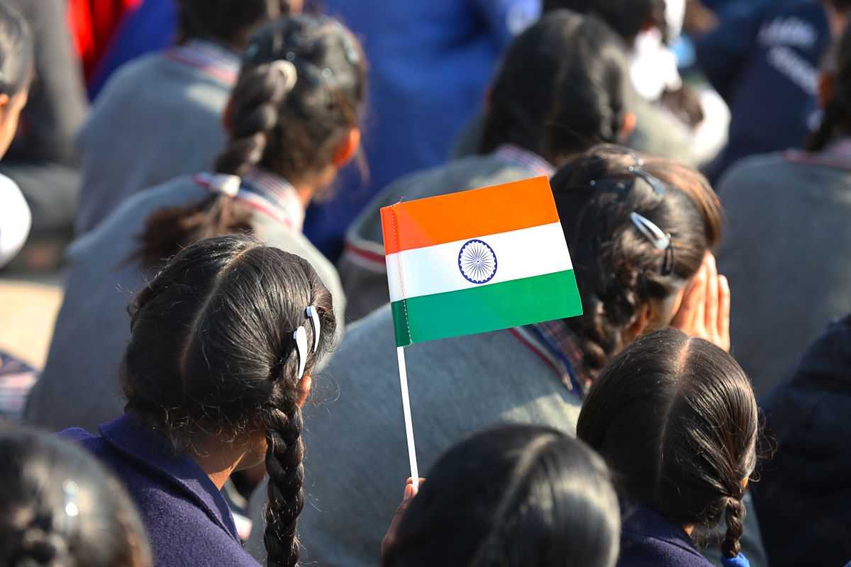 School Kids Holding Indian Flag School Kids Holding Indian Flag