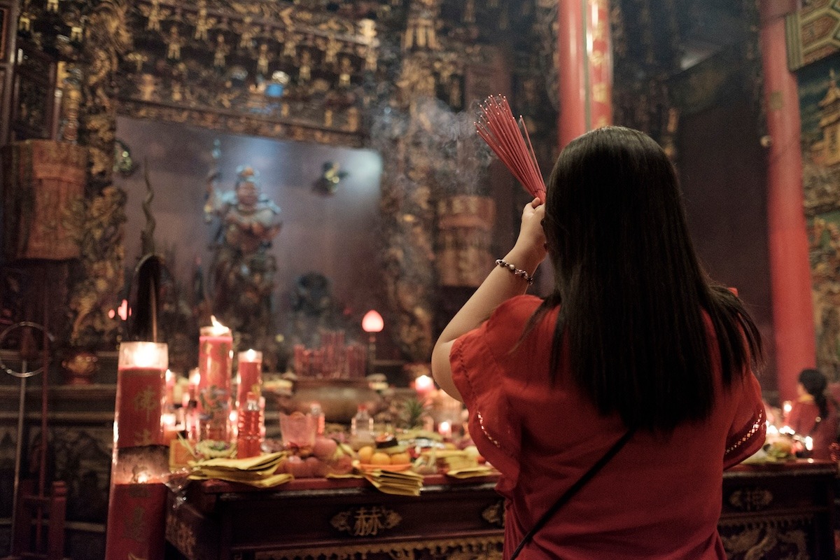 Gebet während des chinesischen Neujahrsfestes Gebet während des chinesischen Neujahrsfestes